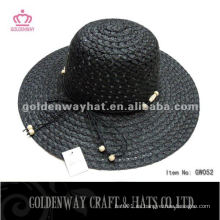 Señora Moda Sombrero GW052 Sombrero de playa de papel negro 2014